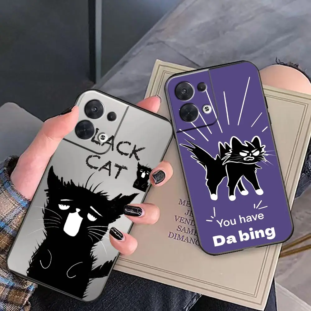 

Funda Case For FIND X5 X3 X2 RENO 10 8 7 7Z ACE RENO6 4G 6Z 5 4 3 Z Pro Plus 5G Case Capa Para Shell Frightened Little Black Cat