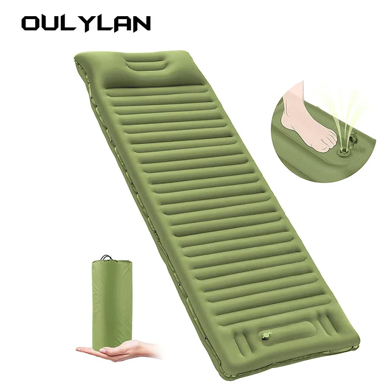 

Oulylan Self-Inflating Mat with Pillow Inflatable Mattress Outdoor Sleeping Pad for Camping Equipment Portable Travel Air Matt