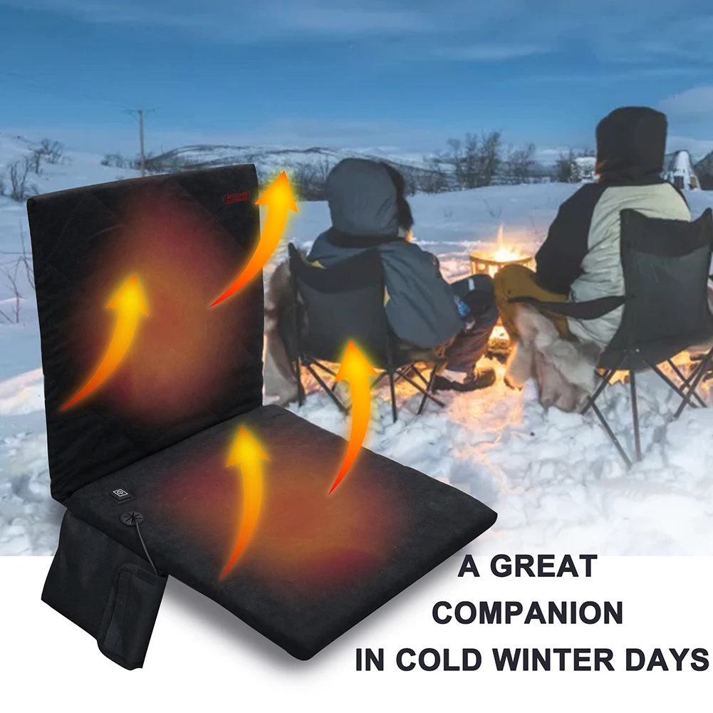 

USB Heated Car Seat Cover Portable Outdoor Camping Chair Heated Cushion With Temperature Controller For Camping Home
