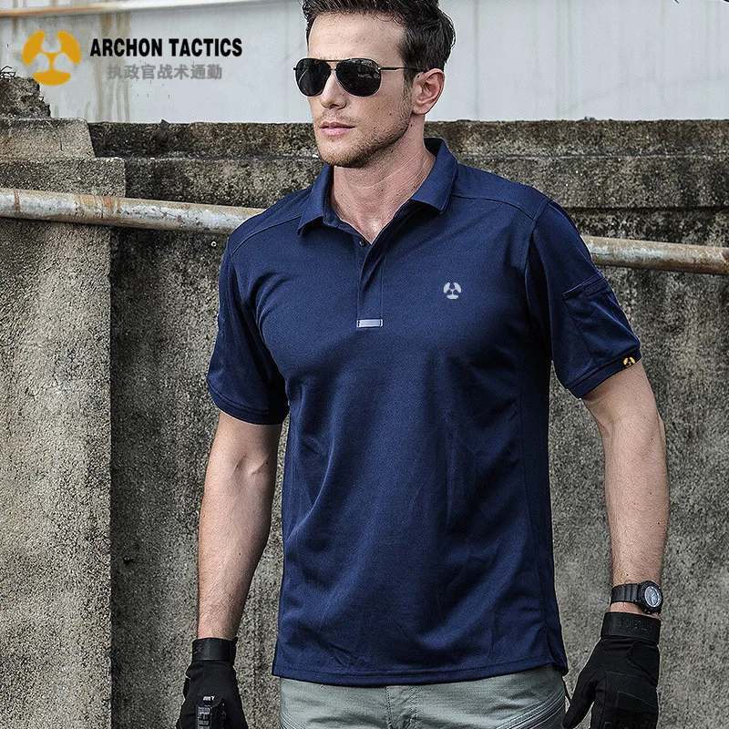 

Consul Lapel Short Sleeve Multi-Functional Quick-DryingTMen's Outdoor T-shirt Sports Perspire Quick Drying Clothes Stretch Tacti