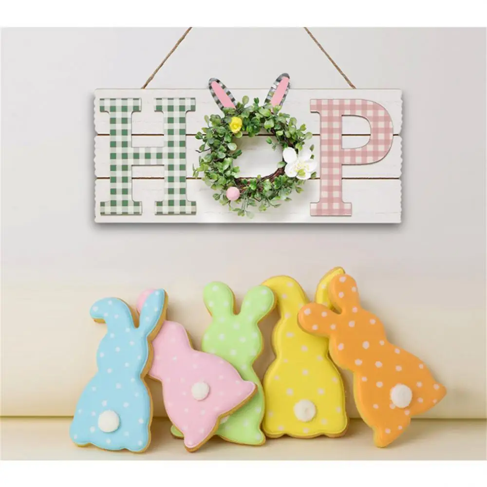 

Easter Front Door Decorations Wooden Signs Wooden Environmentally Friendly Easter Bunny Wooden Hanging Tag Rabbit Pendant