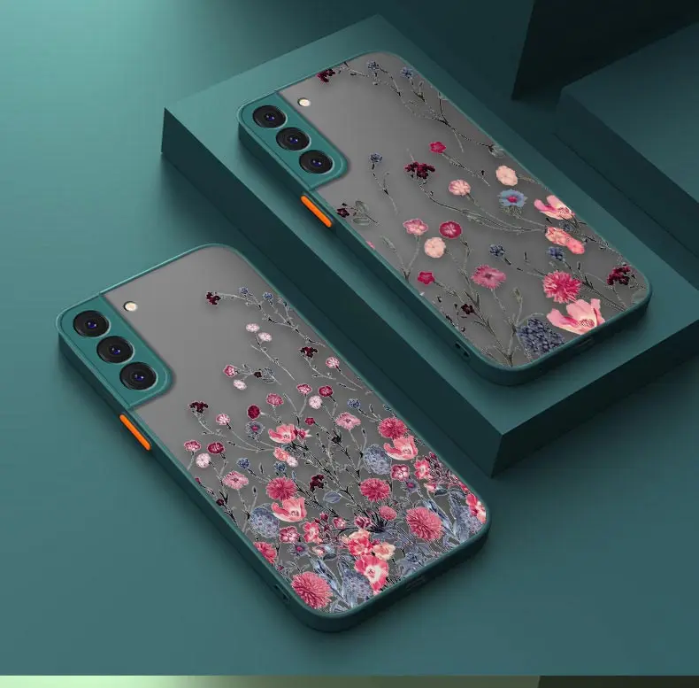 

Leaves Flower Floral Patterns Funda Shockproof Matte Case For Samsung S22 S21 S20 S10 S9 S8 S10E FE Lite Plus Ultra 5G Capa Case