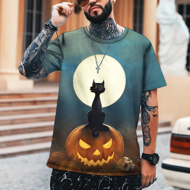 

2022 Men’s Shirt Halloween Jack-o-lantern Horror Theme Civet Loose Casual 3D Printed Sweatshirt Super Comfortable Street 5XL