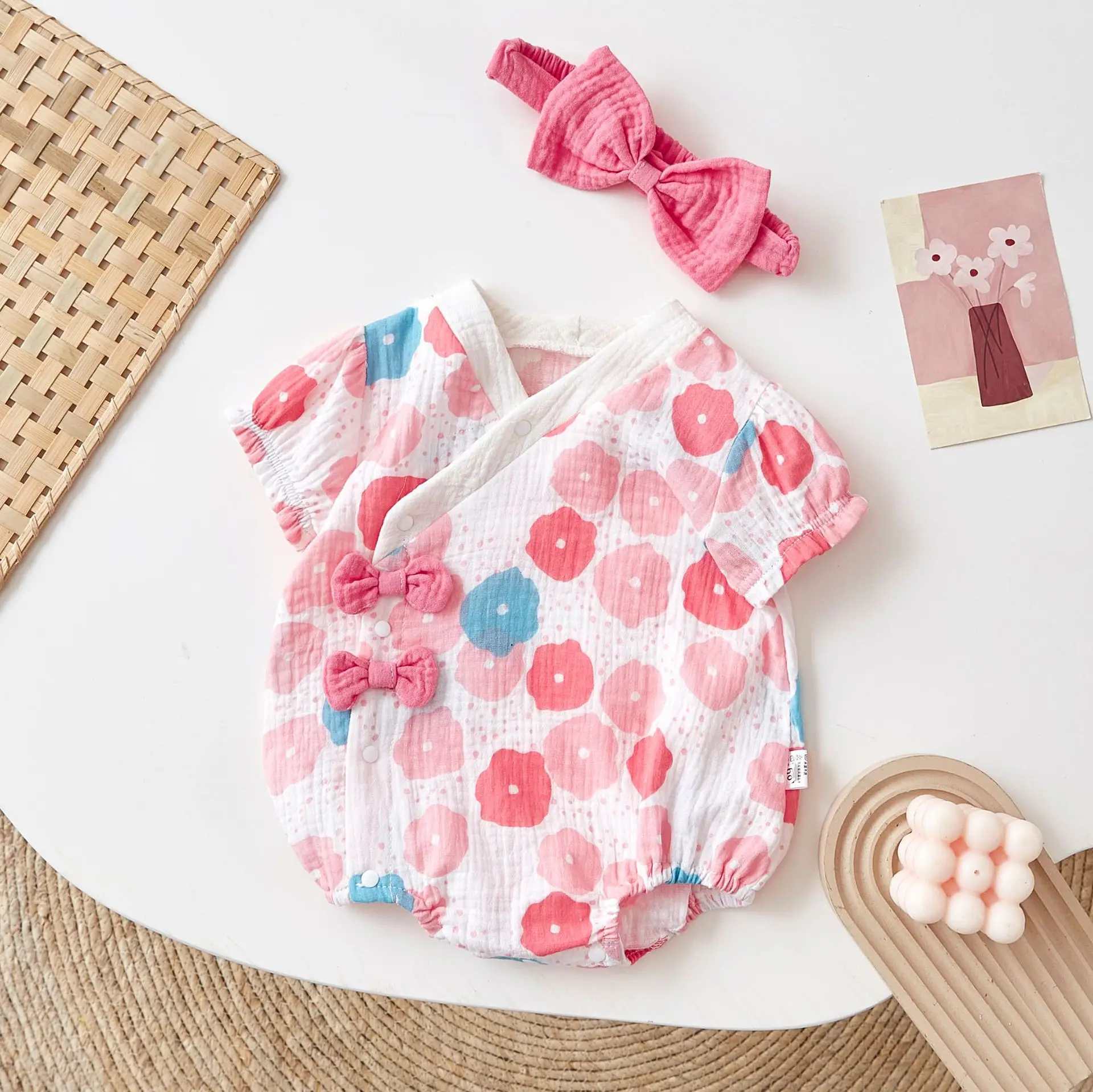

Infant Summer Dress The Half -side Super Cute Floral Clothing Baby Summer Thin Cotton Floral Cheongsam Style Romper