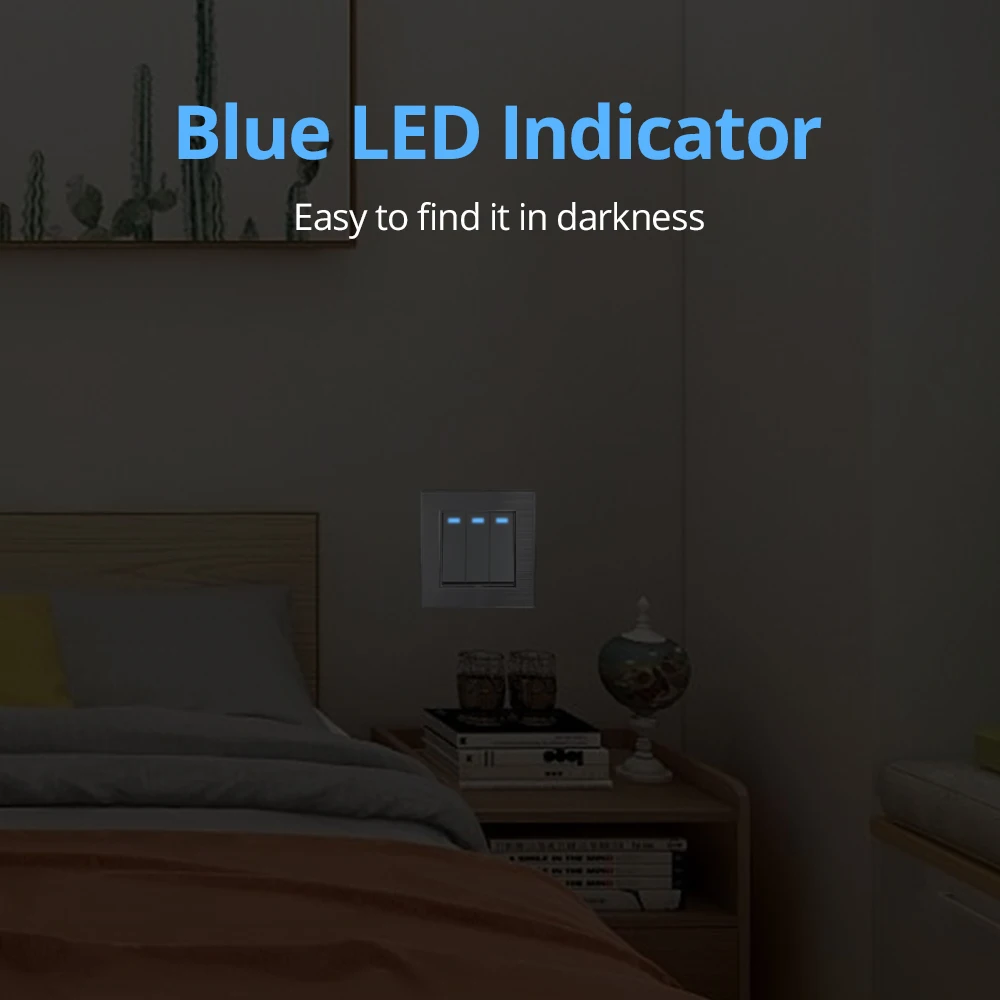 Wallpad 1 2 3 Gang 3-полосные настенные выключатели со светодиодной панелью из