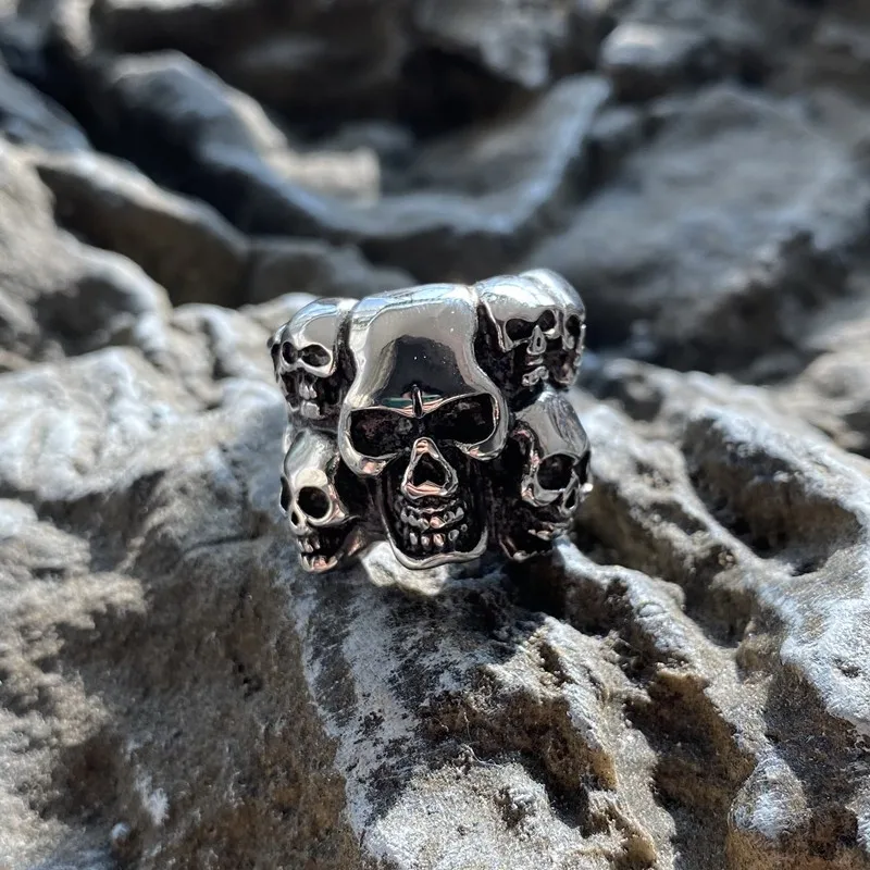 

Punk Skeleton Stainless Steel Ring Skull Domineering Gift For Mens Unisex Gothic Jewelry Vintage Ring For Mens Unique Wholesale