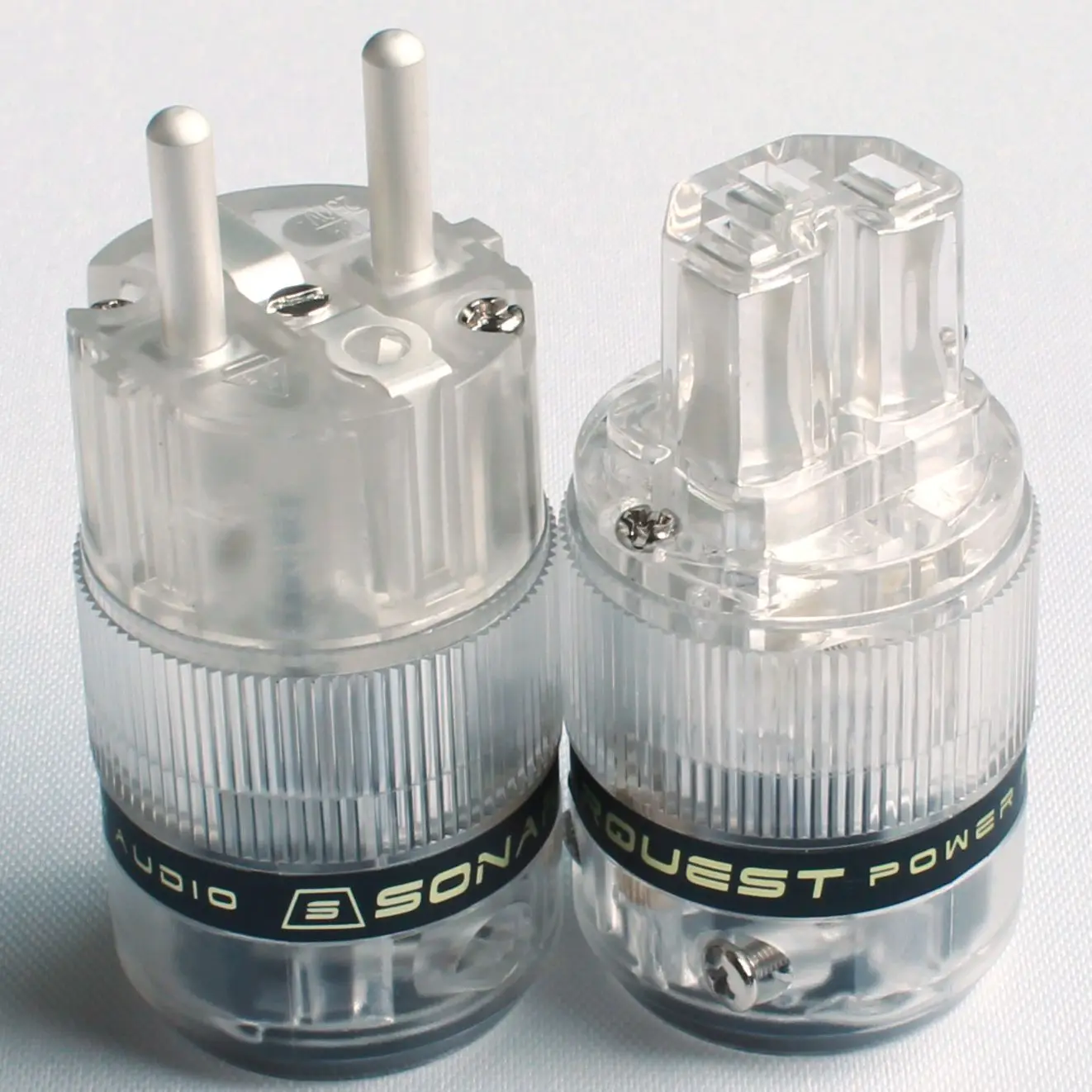 Разъем питания SONARQUEST ЕС серебристый ST-AgE(T) + ST-AgC(T) Schuko штекер и гнездо IEC