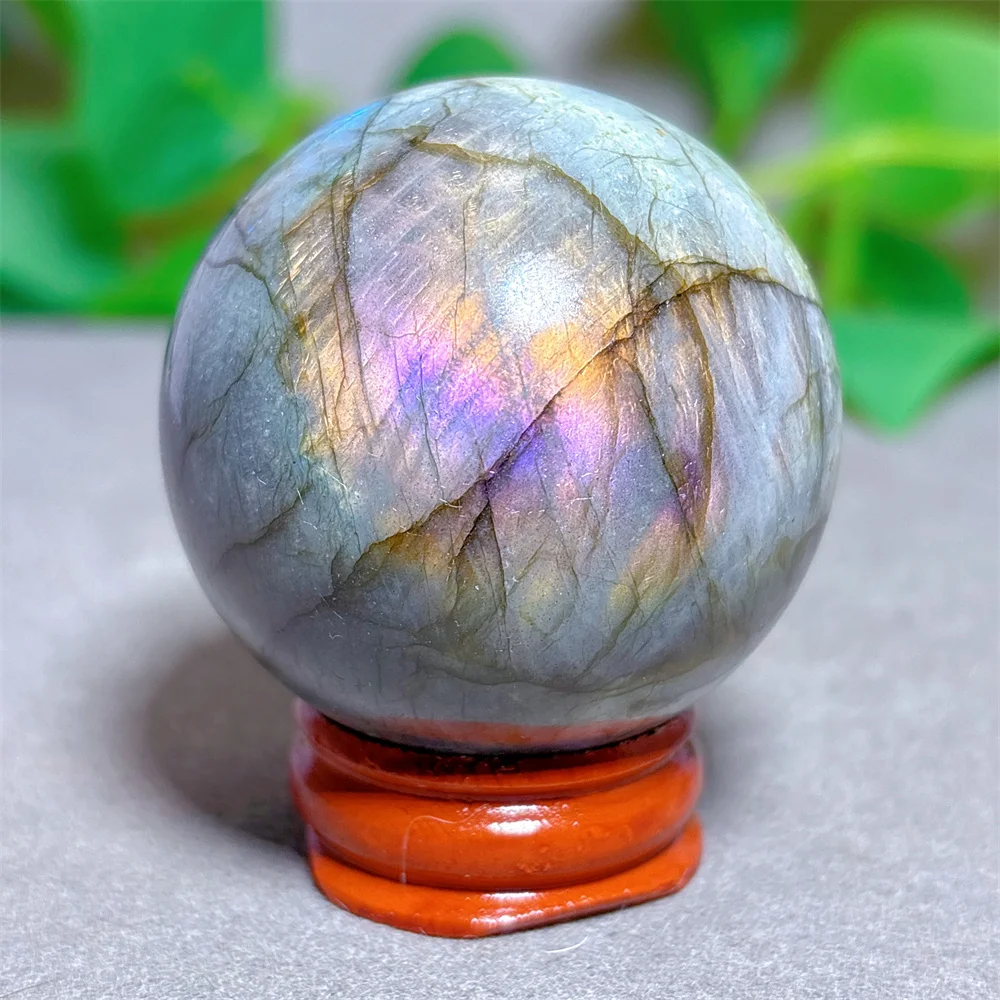 Фиолетовый лабрадорит, сфера, кристалл, натуральный камень, кварцевый ...