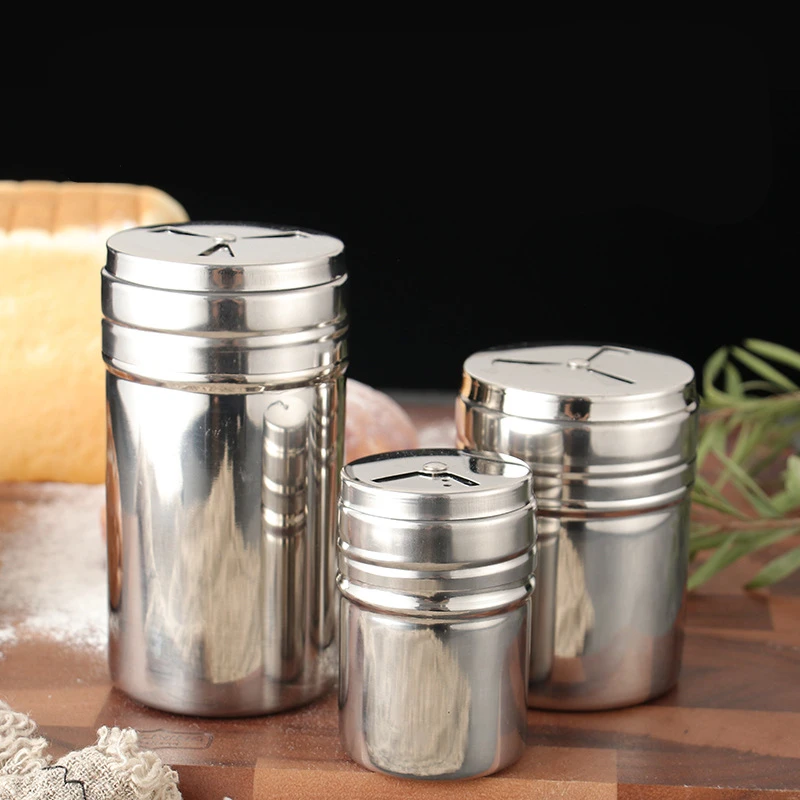 Stainless Steel Barbecue Spice Jars Salt Shaker Pepper Bottle Flour Fine Sieve Tool Home Condiments Novel Kitchen Accessories images - 6