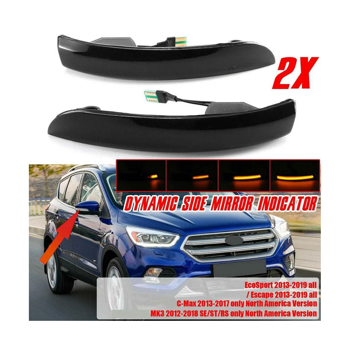 

1806305 1806306 динамический поворотный сигнал, зеркальный сигнал поворота, мигающий индикатор автомобиля для Focus Mk3