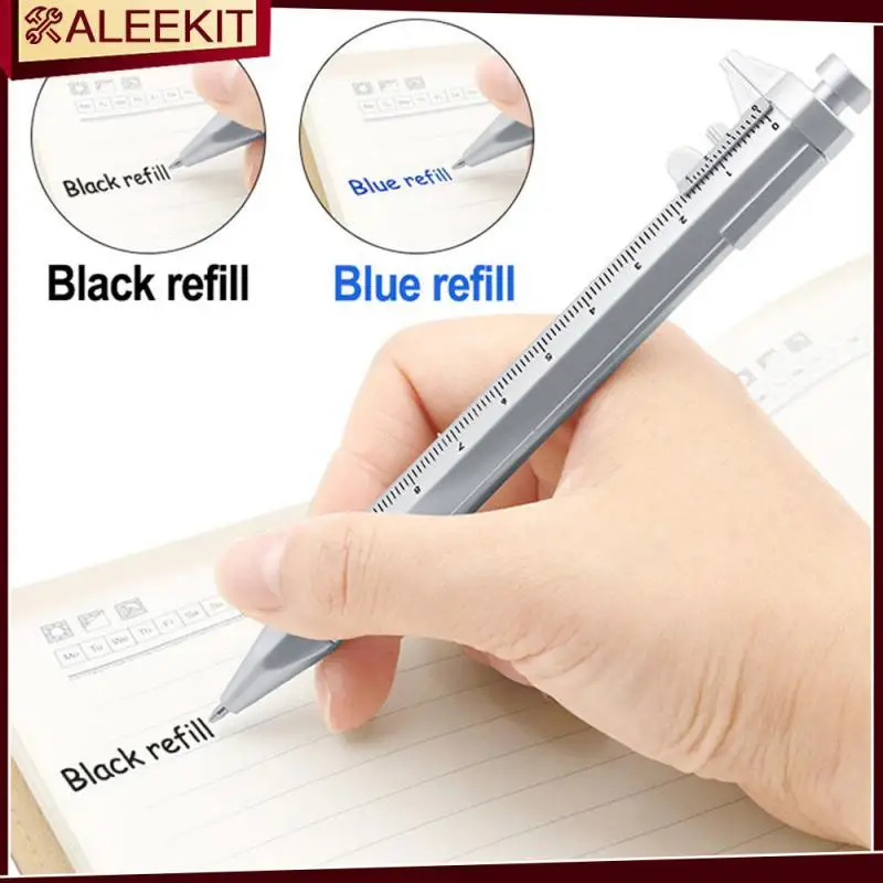 

Silver Vernier Caliper Roller Ball Pen Multifunction Stationery Ball-Point Creative School Gifts Marker Pen Black Blue Refill