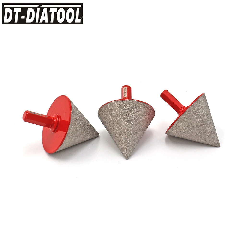 DT-DIATOOL Diamond Vacuum Brazed 3pcs Bits for Finishing Hole Tool Ceramic Dia 50mm Hex Shank Beveling Chamfer Bit Six Sides