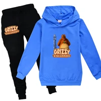 cartoon bear hoodie baby boys tops girls clothes fashion kids grizzy and the lemmings sweatshirts long sleeved childrens pants