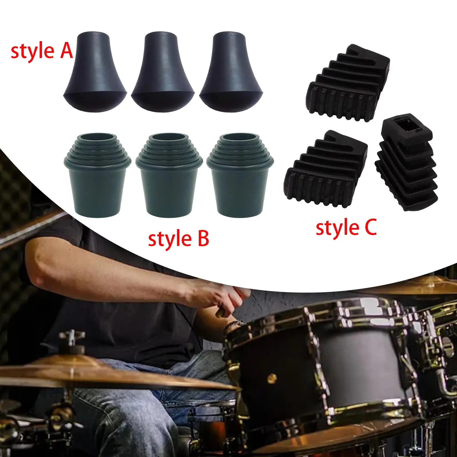 

3Pcs Drum Leg Tip Lightweight Replaces Percussion Instrument Drum Feet Anti Skid Drum Feet Holder Musical Instrument Accessories