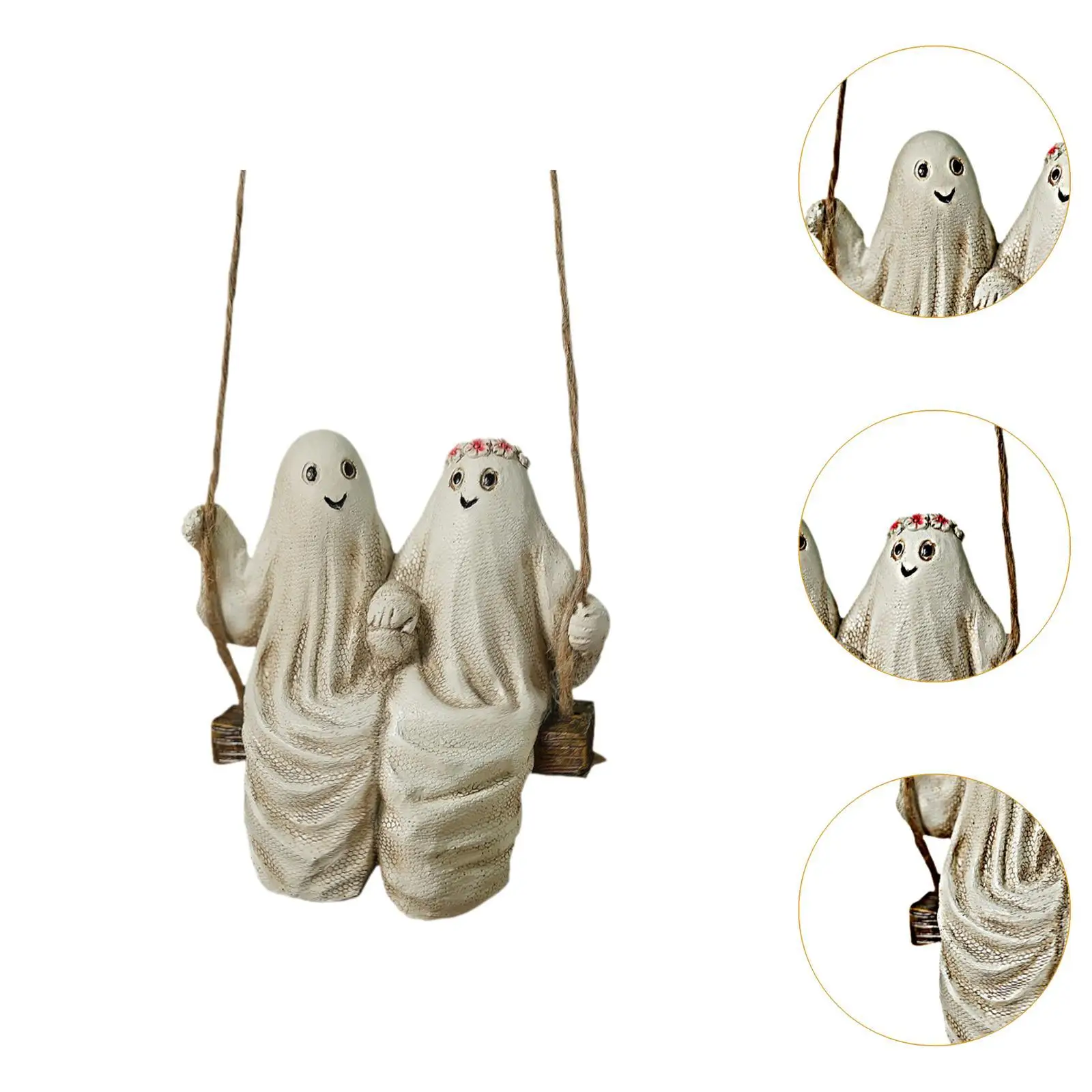 Wisząca dekoracja Odporna na zużycie wodoodporna wszechstronna lekka urocza para duchów Halloween z ozdobną statuetką huśtawki