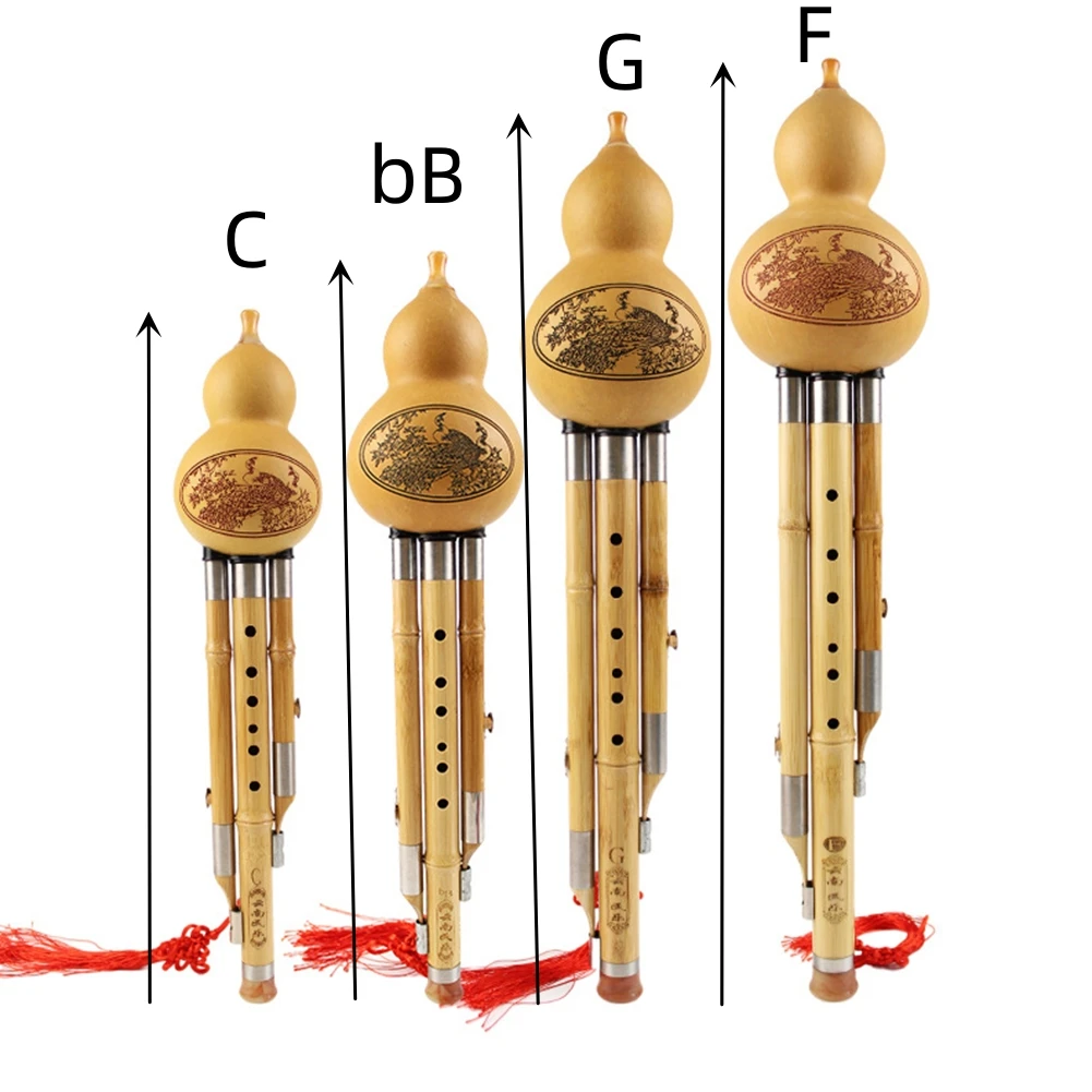 

1Pcs Bamboo Hulusi Gourd Cucurbit Flutes Key Of C BB G F Musical Instrument For Beginner Lovers Imitation Ox Born Mouthpiece