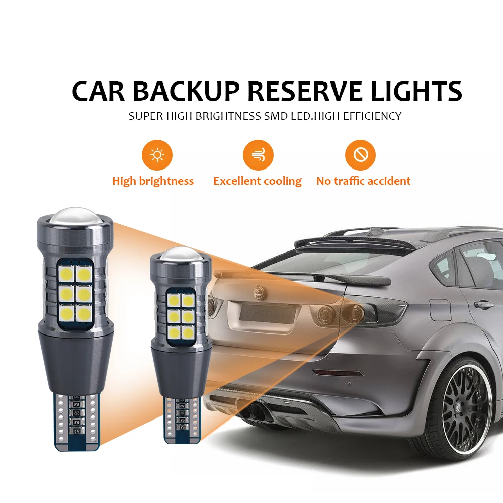 2pcs T15 W16W 921 912 LED Bulbs High Power 27pcs 3030SMD Super Bright Car Reverse Light Blub Backup Lamp Brake 6000k White