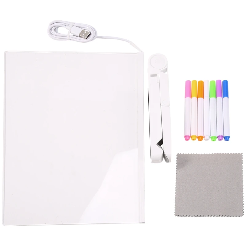 

LED Acrylic Message Board USB Luminous Drawing Board 30X20cm With 7 Color Paintbrush