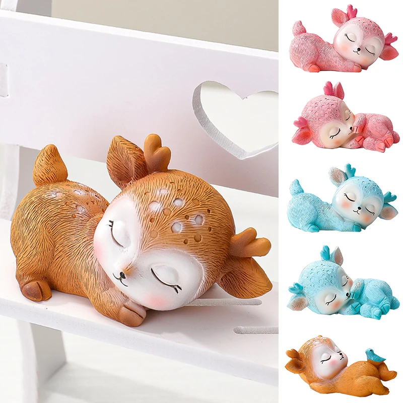 

Cute Cartoon Deer Ornament Handicrafts Colorful Funny Deer Resin Ornament Cake Baking Decoration Room Decor Fairy Garden Craft