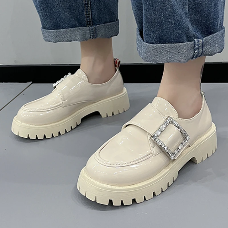 

2022 Mary Janes Women Pumps Female Office Loafers Ladies Platform Low Heels Women's PU Leather Shoes Woman Slip on Footwear