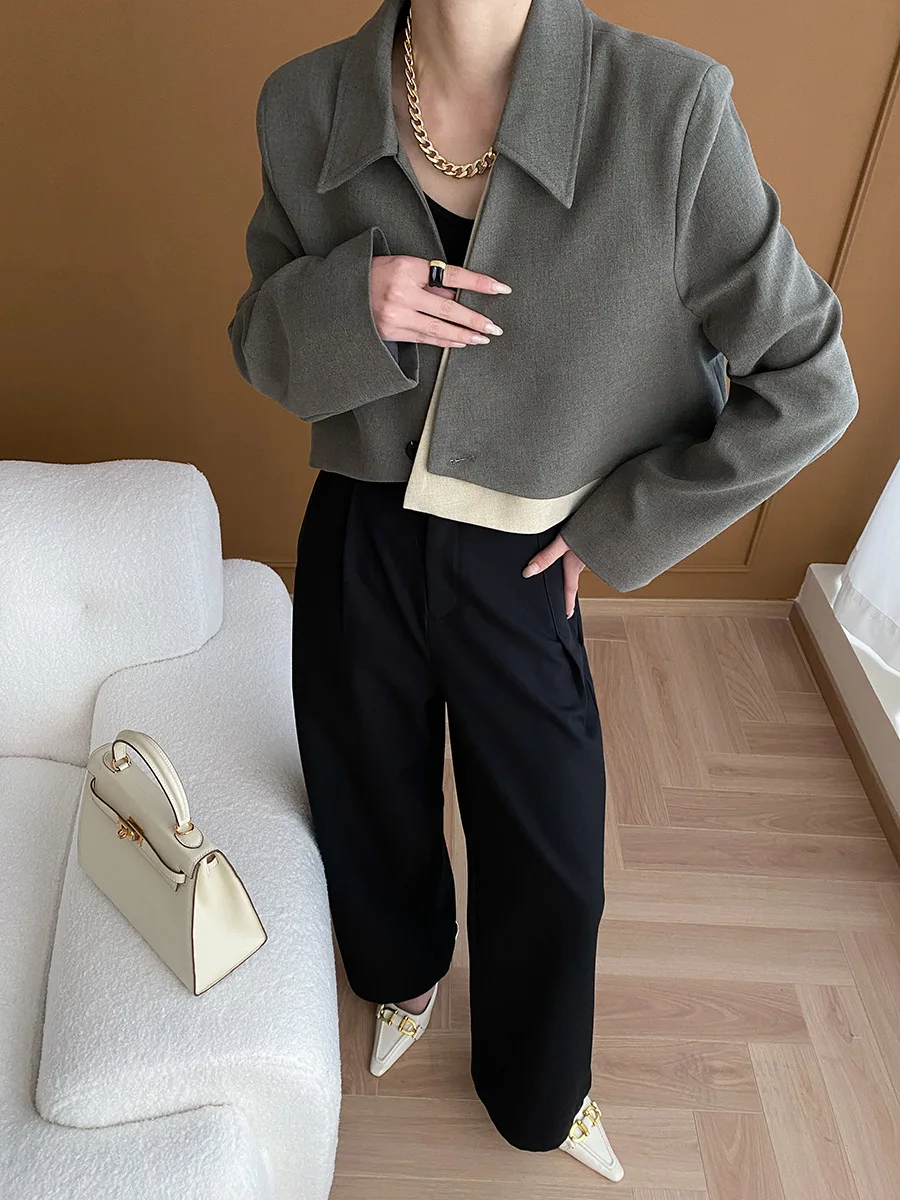 Женский весенний Новый нестандартный короткий комбинированный пиджак