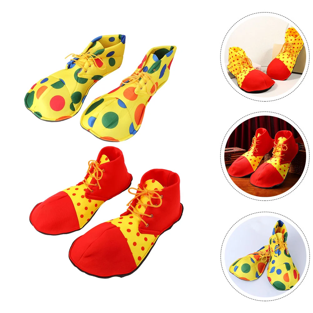 

2 Pairs Clown Costume Shoes Adult Men Halloween Costumes Cosplay Fabric Party Nose Man