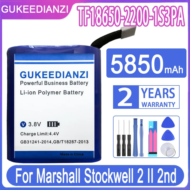 GUKEEDIANZI 5850mAh Battery TF18650-2200-1S3PA For Marshall Stockwell 2 Stockwell2 II 2nd Batteries + Free Tools