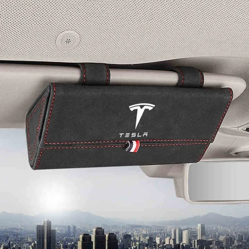

Модель Y для Tesla Model 3 2021 автомобильные аксессуары меховой кожаный Стайлинг солнцезащитный козырек футляр для очков автомобильный солнцезащ...