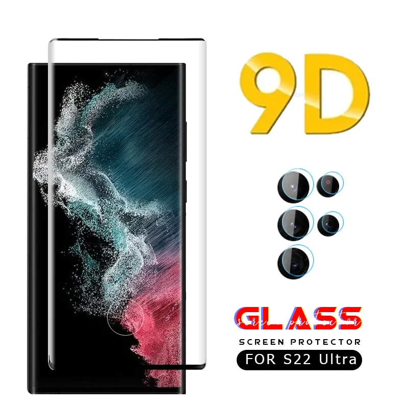 

9D изогнутая Защитная пленка для экрана объектива камеры из закаленного стекла для Samsung Galaxy S22 Ultra S 22 Plus S22Ultra