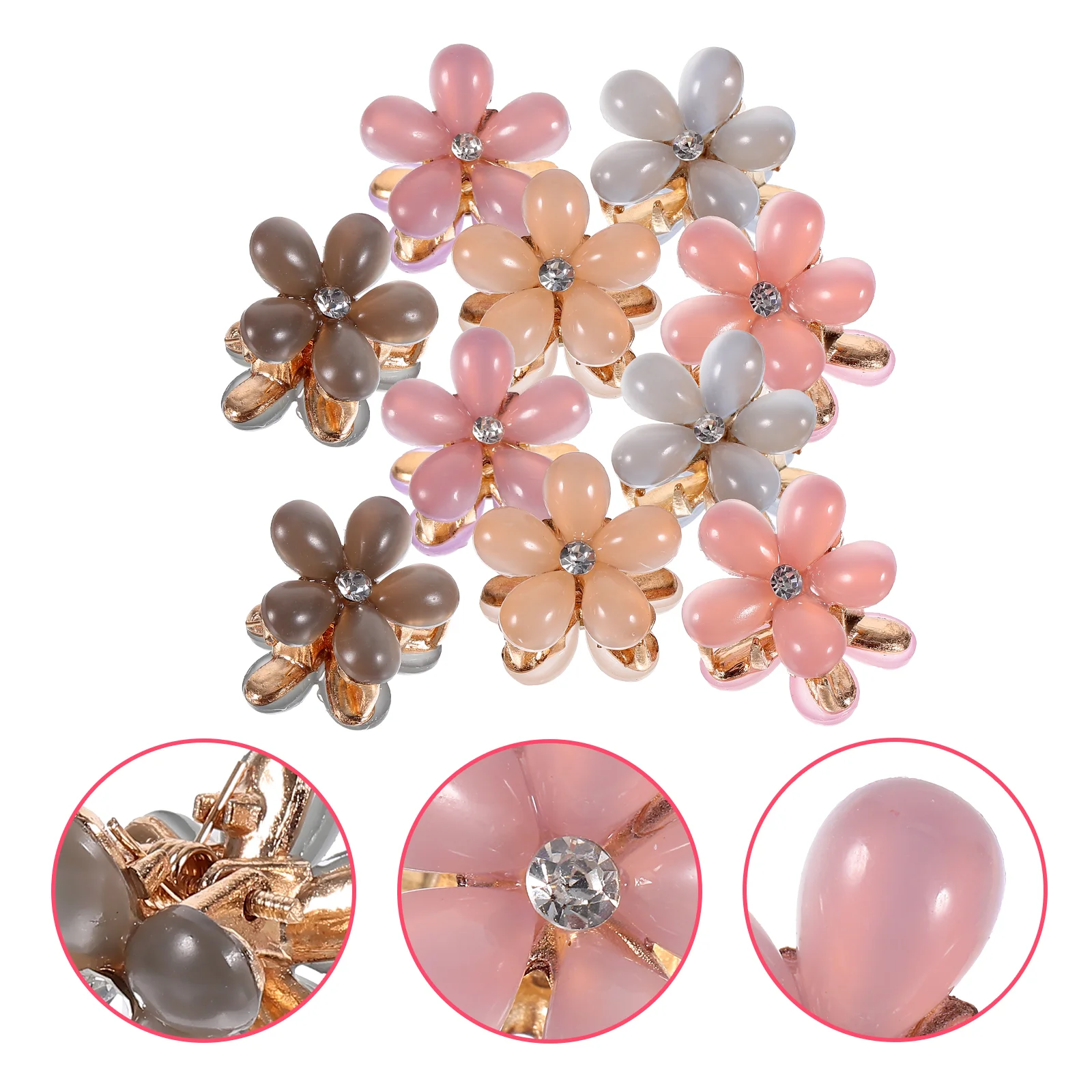 

20 Pcs Flower Hairpin Clips for Women Girls Accessories Barrettes Mini Short Opal Miss Tiny