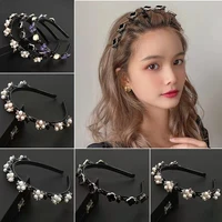 2022 new girl pearl headband hairpin multi functional bangs broken flower hairpin cute girl headband hair accessories