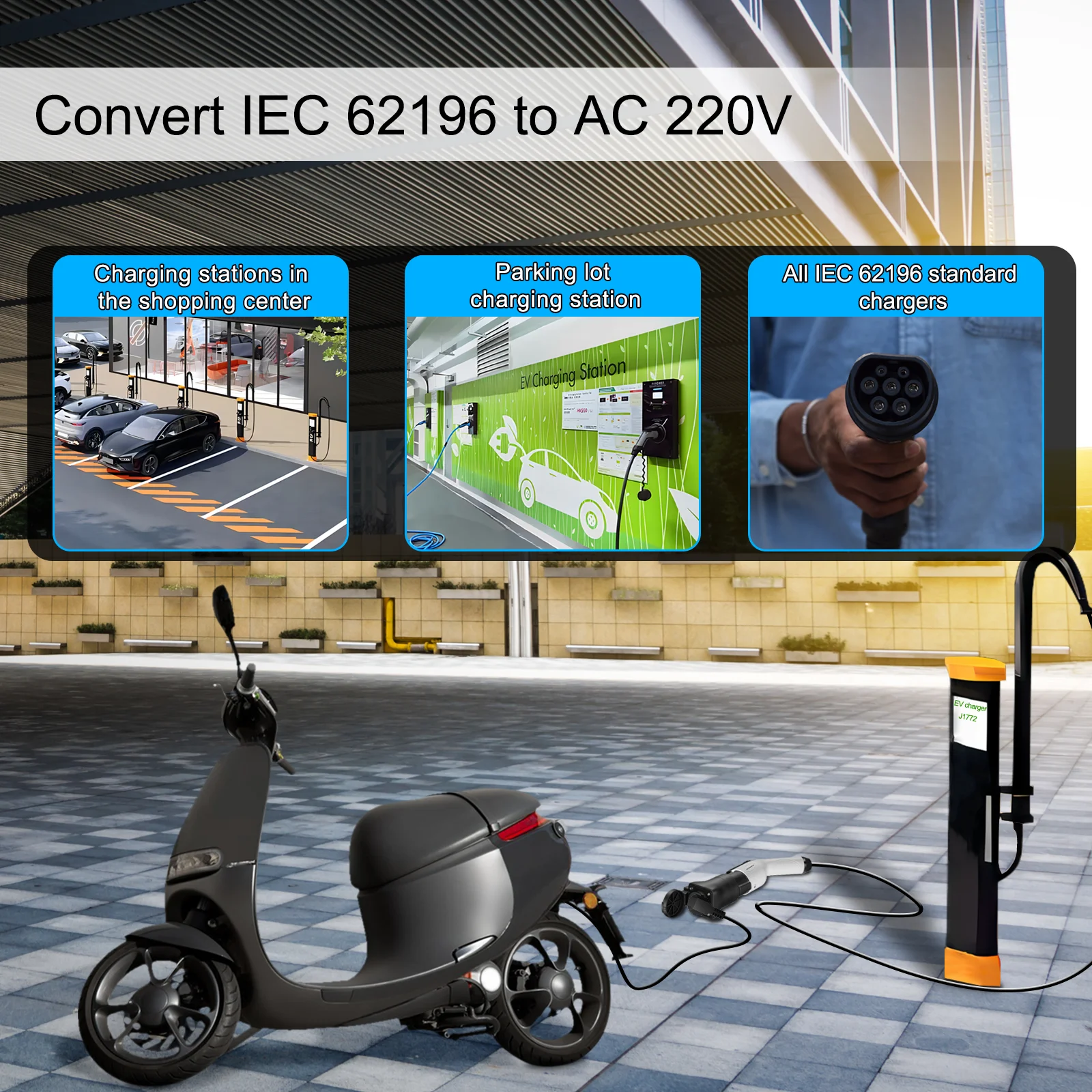 Адаптер GUWIEYG Type2 — Schuko зарядное устройство для электромобилей 16 А или адаптер