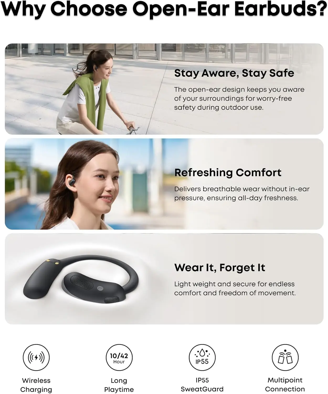 Фото Беспроводные Bluetooth-наушники Soundcore by Anker AeroFit 2 с открытым ухом, адаптивными крючками для ушей, водонепроницаемостью IPX5, для занятий спортом №3