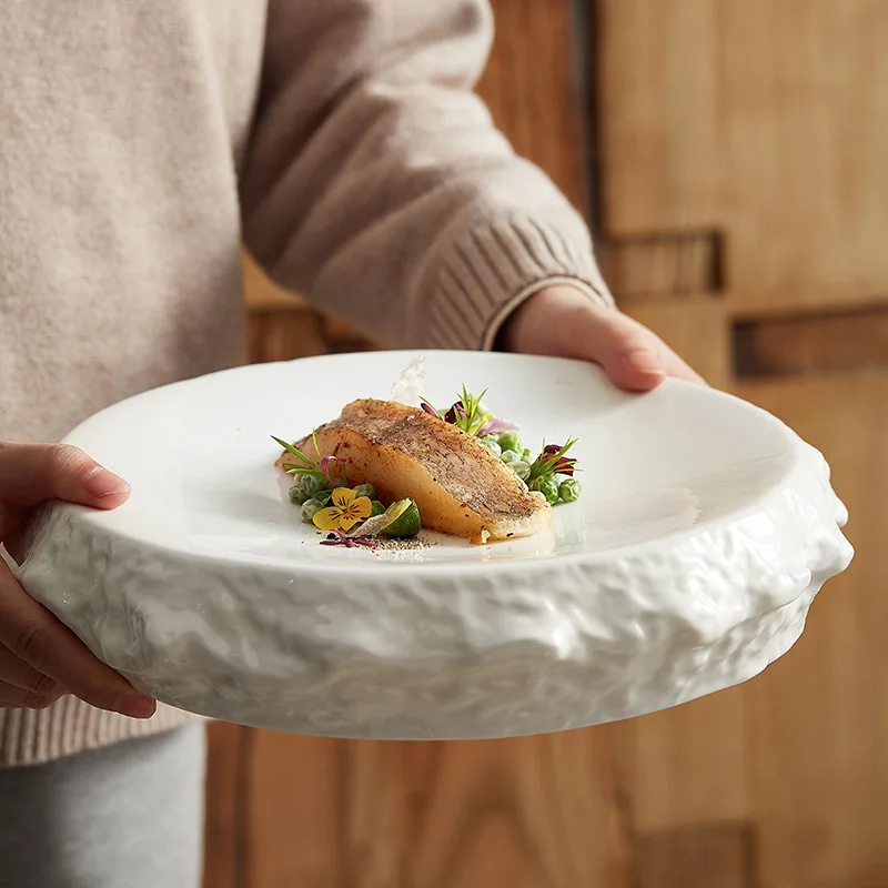 

Ceramic Plate Dishes Western Food Plate Creative Hotel Restaurant Ceremony Tableware Tableware Western Irregular Flat Plate