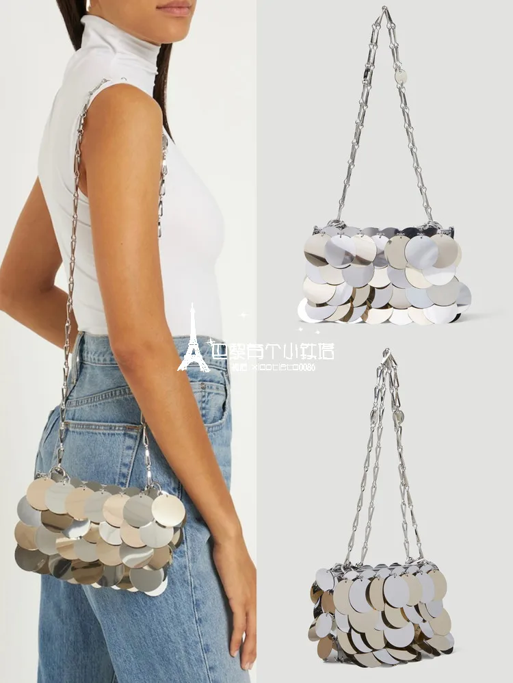 

Новая Маленькая группа золотистая и серебристая двухцветная сумка с блестками сумка-мессенджер сумка через плечо женская сумка