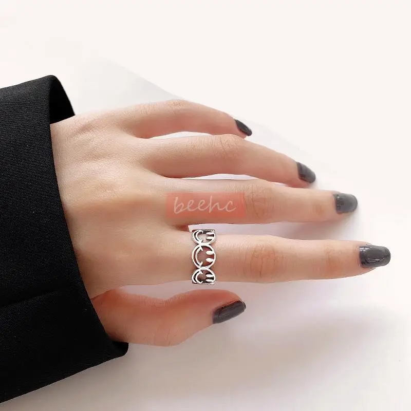 Модные кольца со смайликом для женщин регулируемое Открытое кольцо из