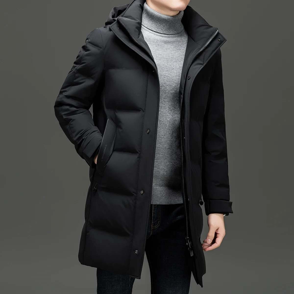 Куртка YEAE Мужская со съемной шапкой дизайнерская одежда с подкладкой из утиного