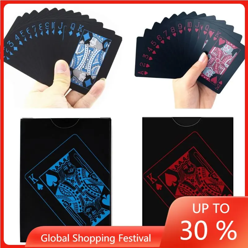 

2022 Waterproof PVC Frosted Opaque Playing Cards Plastic Board Game Texas Black Poker Cards Tarot Playing Card Board Magic Gifts