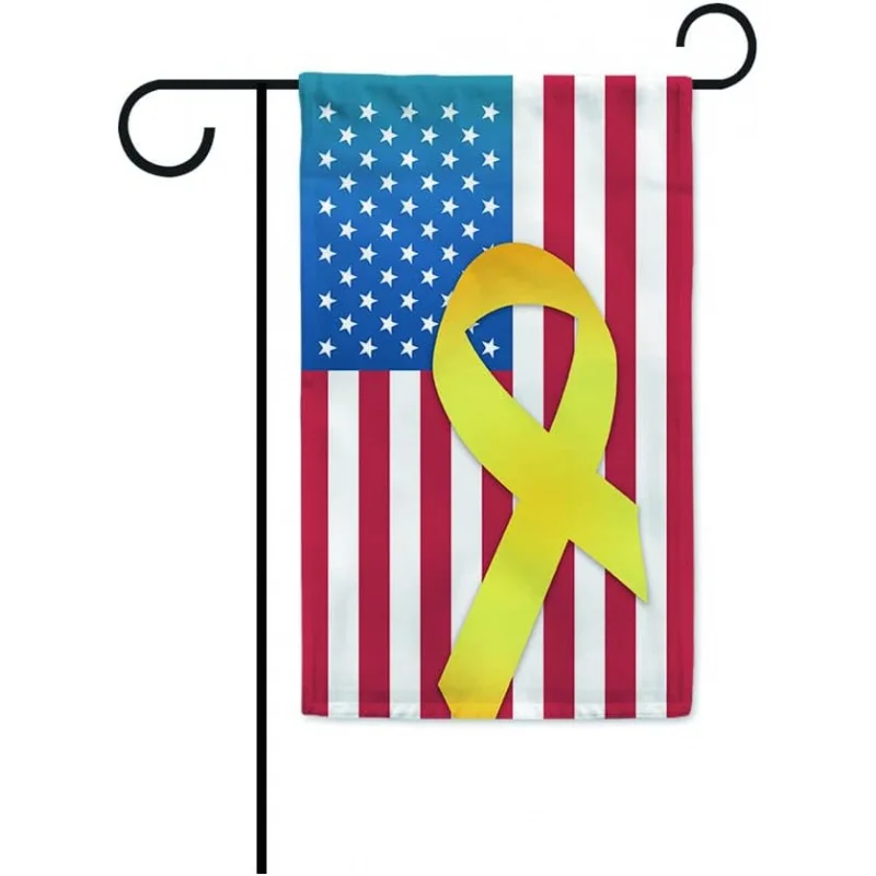 

Remember Our Patriotic Garden Flag USA Flags with Yellow Ribbon Banner for Outside 12.5X18 Inch Print Double Sided