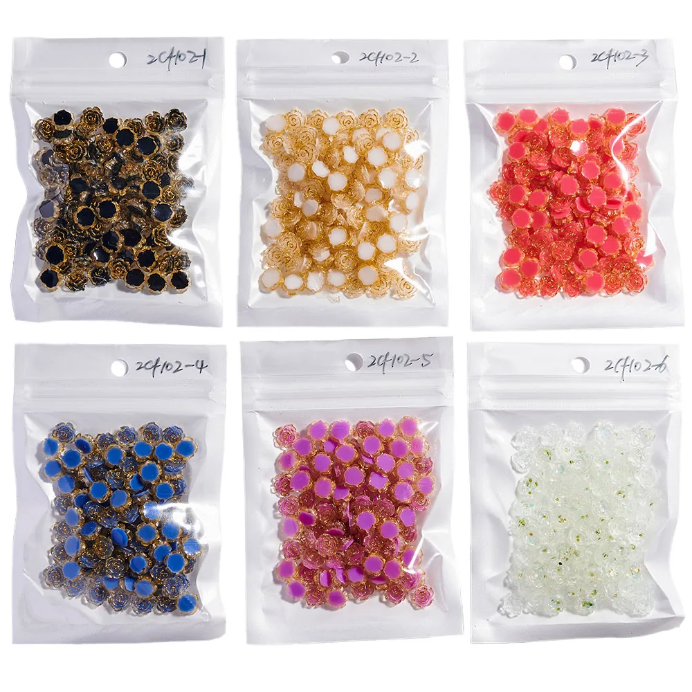 

50/100pcs 3d Rose Flower Nail Art Decor 6/8mm Colorful Acrylic Flowers Nail Jewelry DIY Floret Press On Nail Manicure Parts*