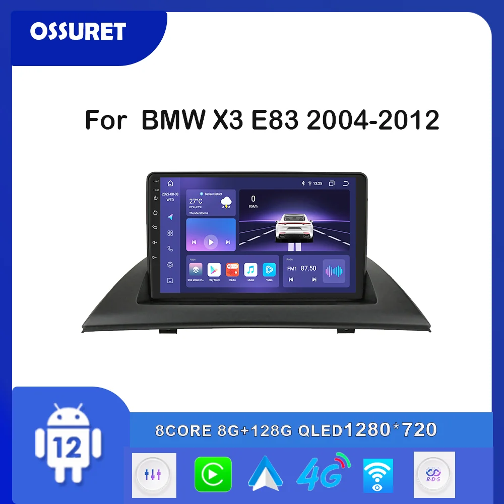 

Мультимедийный видеоплеер на Android 12 для BMW X3 E83 2004-2012, автомобильное радио с GPS, 2din, Авторадио 9 дюймов, Carplay Navi, стерео, 4G, Wi-Fi, Bluetooth