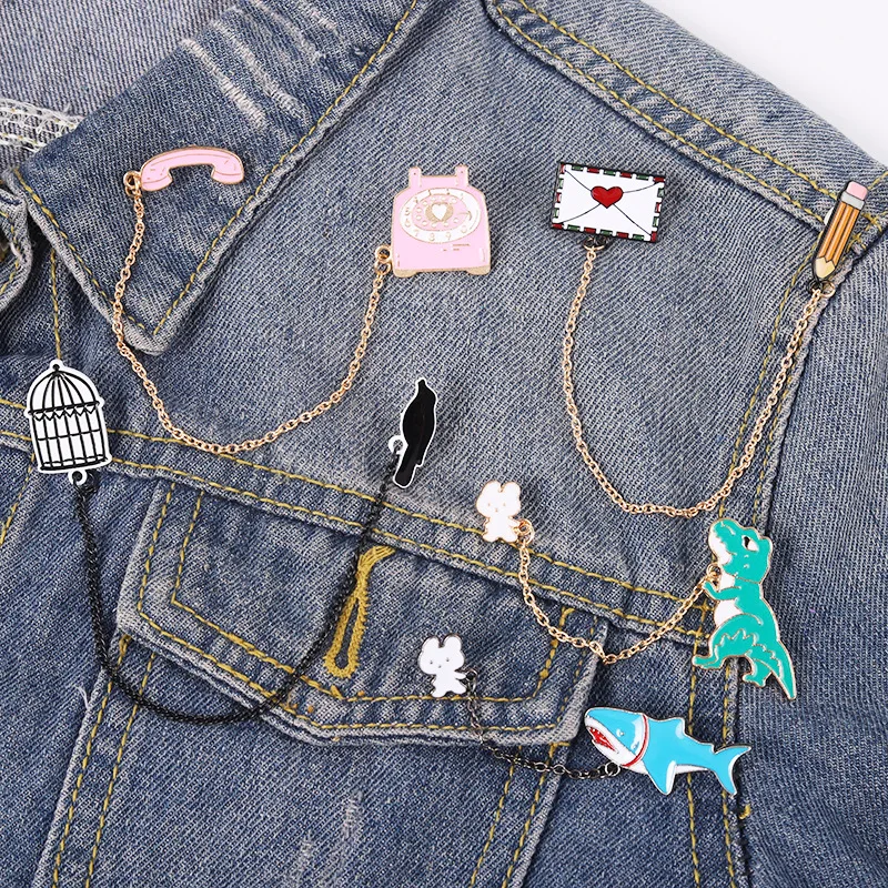 Эмалированная брошь на булавке симпатичная булавка в виде птичьей клетки для