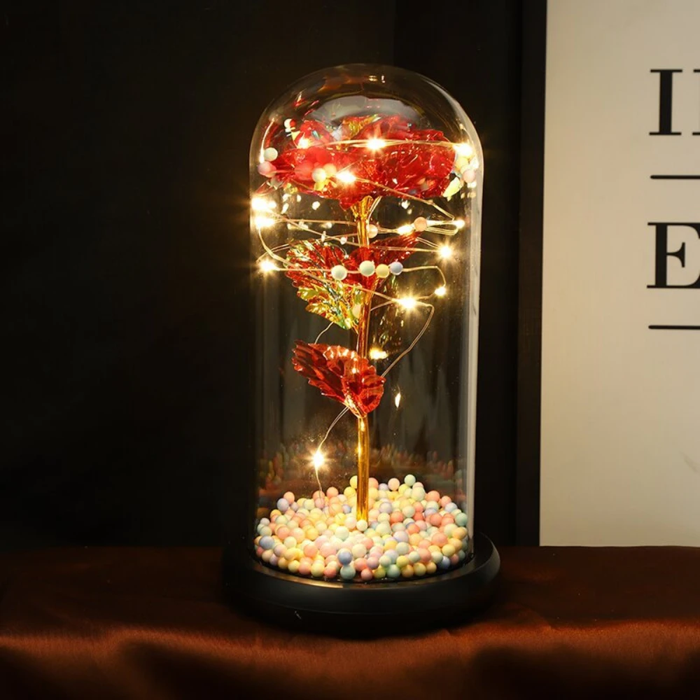 

2022 LED Enchanted Galaxy Rose Eternal Rose Flower With Fairy String Light In Dome For Girlfriend Christmas Valentine's Day Gift