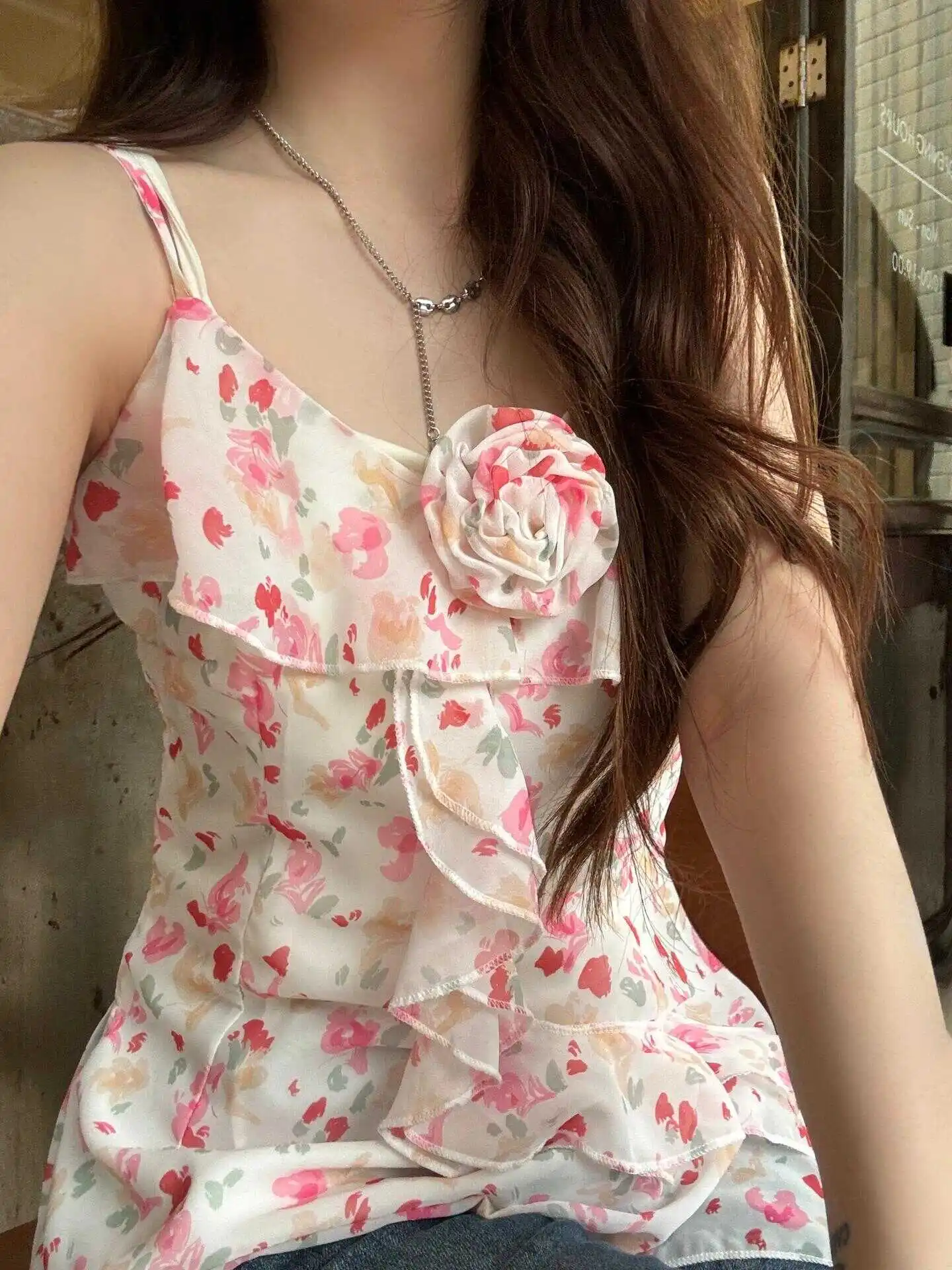 Модный женский топ с цветочным принтом в западном стиле Новая Летняя
