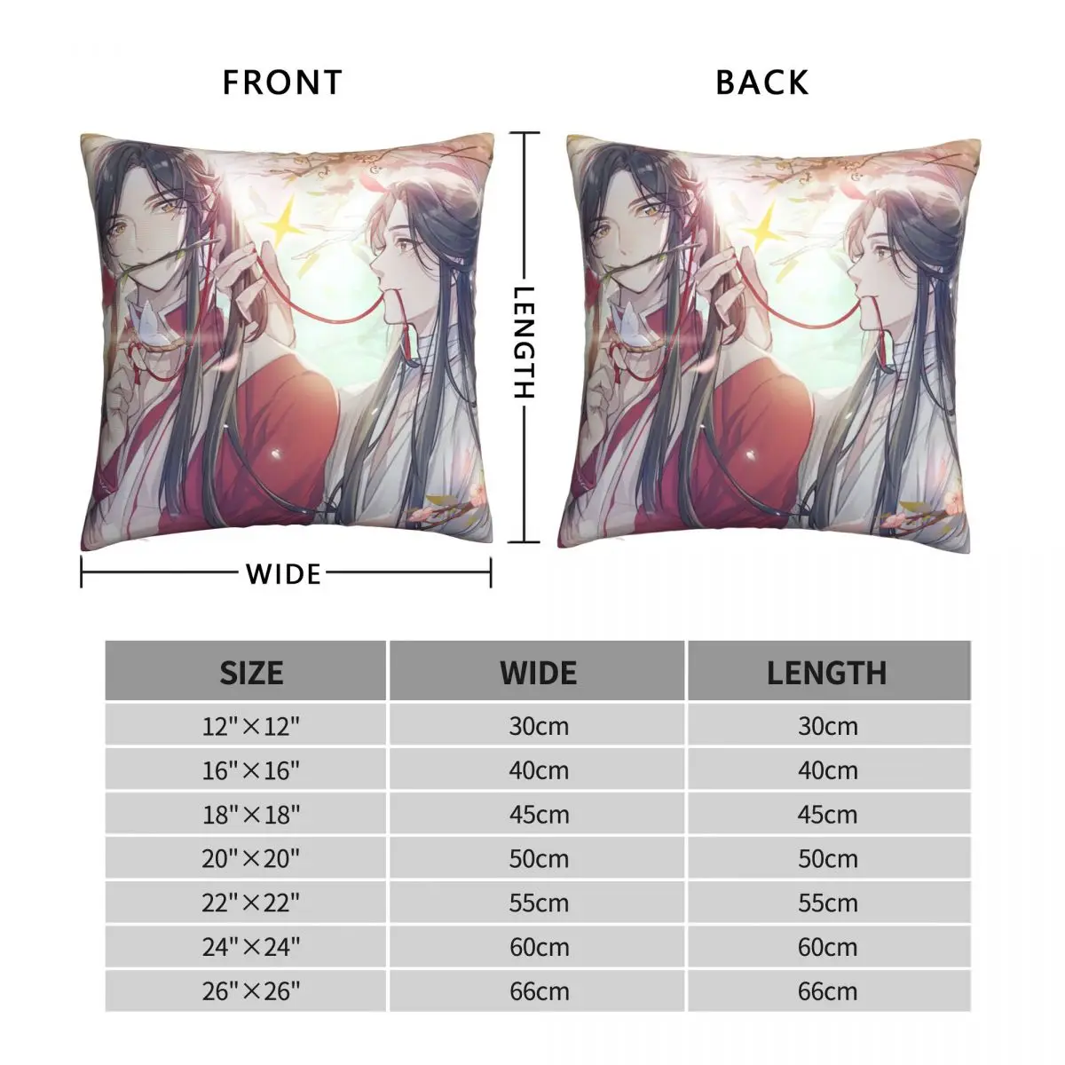 Небесный официальный благословение ляан Хуа чехол для подушки женский аниме Yaoi