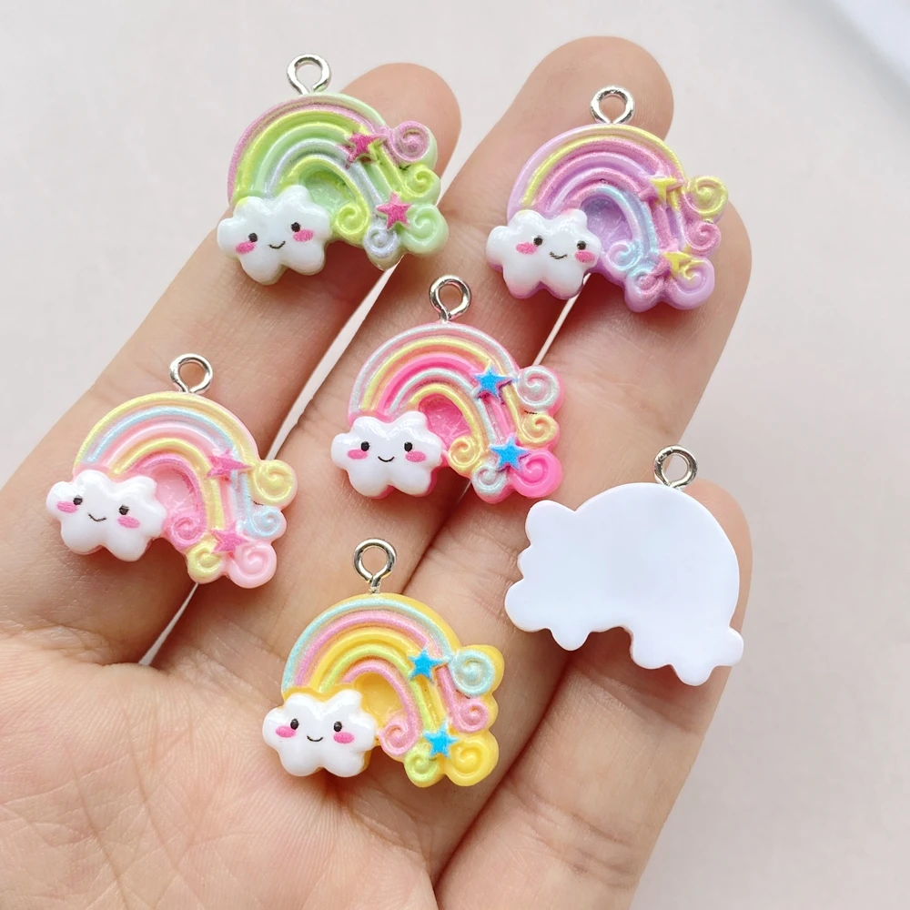 12 шт. подвески из смолы с рисунком облака радуги аксессуары для декора сделай сам