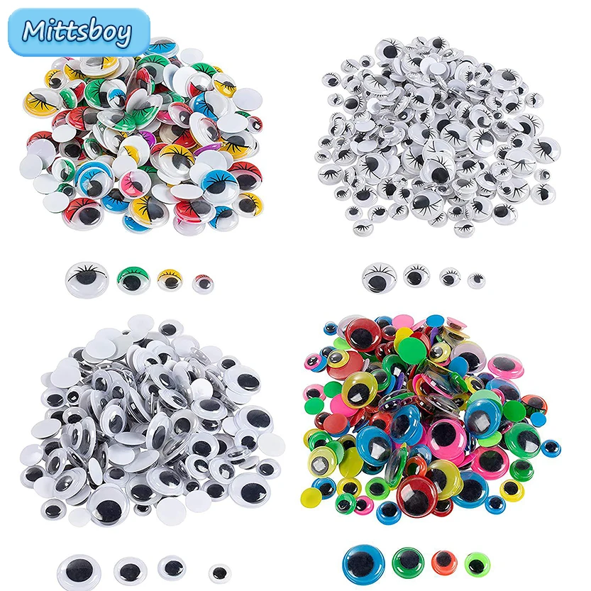 

100Pcs DIY Eyes Plush Animal Mixed Adhesive Black White Color Eye Accessories Doll Eyeball Animal Doll DIY Accessories Toy Gift