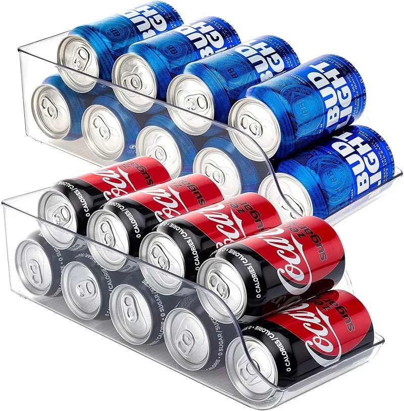 

Refrigerator Bins Soda Organizer Can Dispense Clear Plastic Canned Drinks Storage Rack Beverage Storage Box For Home Kitchen