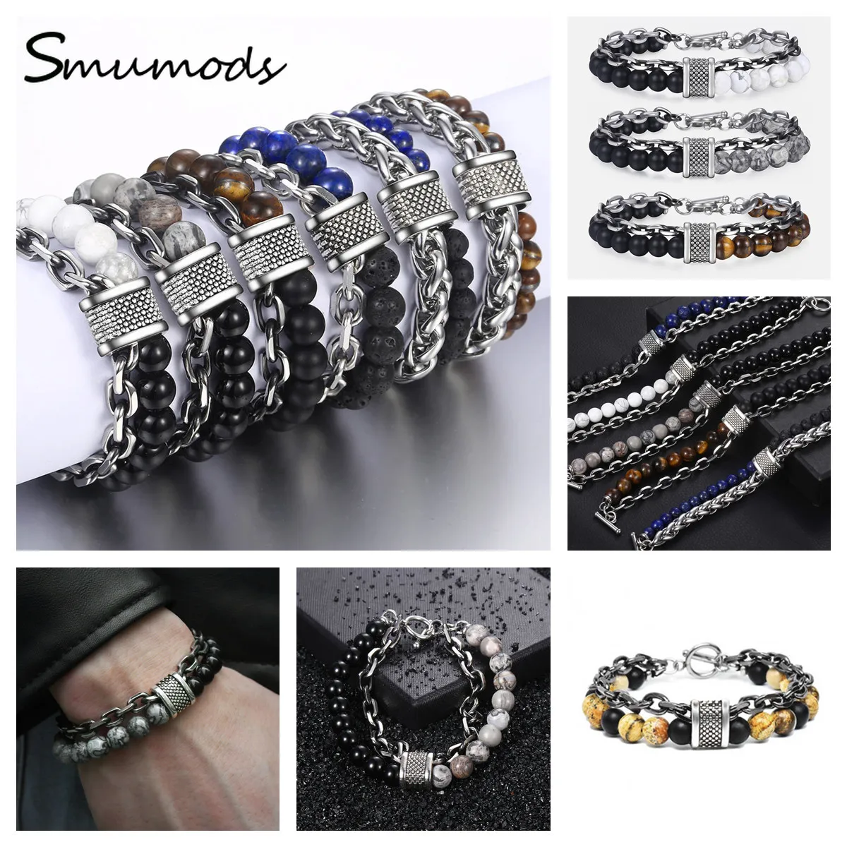 

Brand New Stainless Steel Bronze Chain Yoga Bracelet Men's Jewelry Tiger Eye BeadedFree Postage Free Delivery