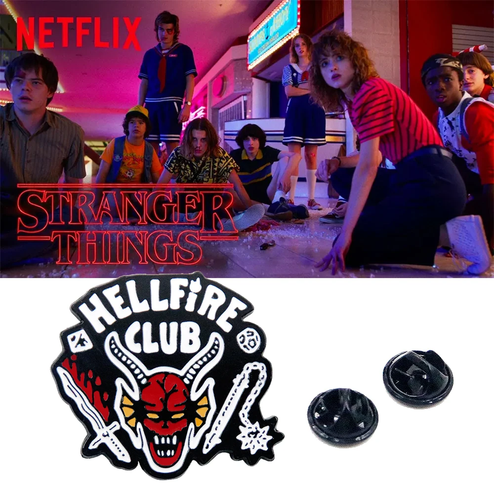 

Stranger Things Hellfire Club Brooch Lapel Pin for Backpack Decorative Tv Show Enamel Costume Accessories for Fans Gift